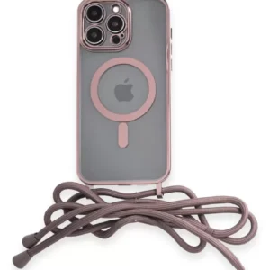 Newface İphone 12 Pro Max Kılıf Divo Lazer Askılı Magsafe Kapak - Pembe