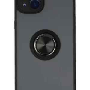 Newface İphone 14 Kılıf Montreal Yüzüklü Silikon Kapak - Siyah