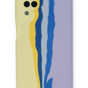 Newface Samsung Galaxy A22 Kılıf Ebruli Lansman Silikon - Sarı-lila