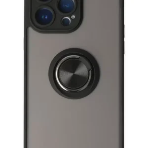 Newface İphone 14 Pro Kılıf Montreal Yüzüklü Silikon Kapak - Siyah