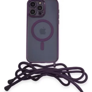 Newface İphone 13 Pro Max Kılıf Divo Lazer Askılı Magsafe Kapak - Derin Mor
