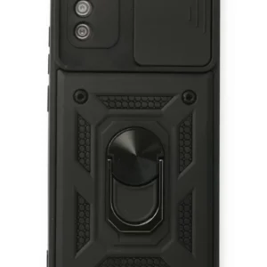 Newface Samsung Galaxy A02s Kılıf Pars Lens Yüzüklü Silikon - Siyah