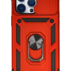 Newface İphone 14 Pro Kılıf Pars Lens Yüzüklü Silikon - Kırmızı