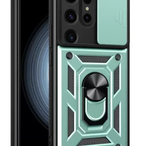 Newface Samsung Galaxy S24 Ultra Kılıf Pars Lens Yüzüklü Silikon - Yeşil