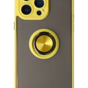 Newface İphone 14 Pro Kılıf Montreal Yüzüklü Silikon Kapak - Sarı