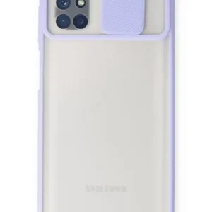 Newface Samsung Galaxy M51 Kılıf Palm Buzlu Kamera Sürgülü Silikon - Lila