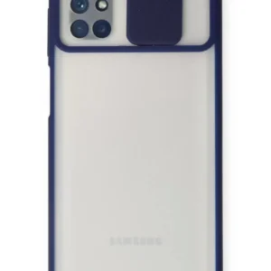 Newface Samsung Galaxy M51 Kılıf Palm Buzlu Kamera Sürgülü Silikon - Lacivert