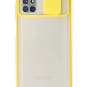 Newface Samsung Galaxy M51 Kılıf Palm Buzlu Kamera Sürgülü Silikon - Sarı