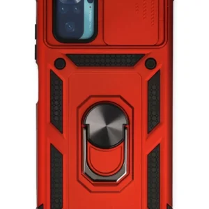 Newface Xiaomi Redmi Note 10 Kılıf Pars Lens Yüzüklü Silikon - Kırmızı