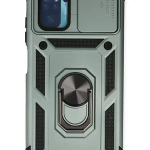 Newface Xiaomi Redmi Note 10 Kılıf Pars Lens Yüzüklü Silikon - Yeşil