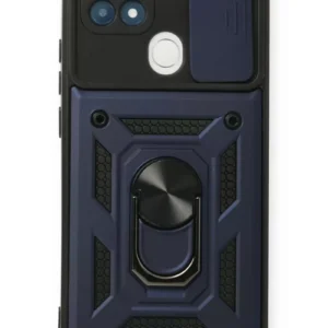 Newface Oppo A15 Kılıf Pars Lens Yüzüklü Silikon - Lacivert