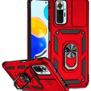 Newface Xiaomi Redmi Note 10 Pro Kılıf Pars Lens Yüzüklü Silikon - Kırmızı