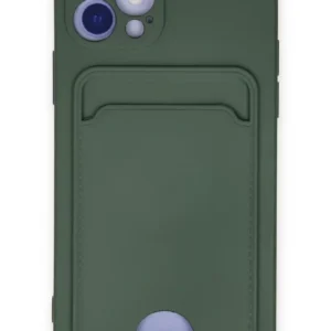 Newface İphone 12 Kılıf Kelvin Kartvizitli Silikon - Koyu Yeşil