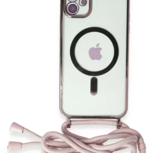 Newface İphone 11 Kılıf Divo Lazer Askılı Magsafe Kapak - Pembe