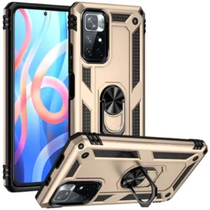 Newface Xiaomi Redmi Note 11t Kılıf Sofya Yüzüklü Silikon Kapak - Gold