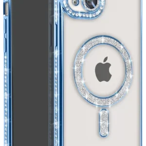 Newface İphone 14 Kılıf Joke Simli Magneticsafe Kılıf - Mavi