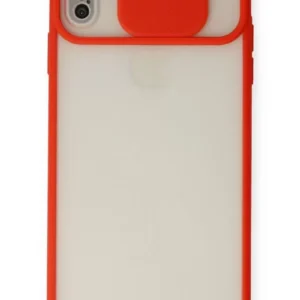 Newface İphone X Kılıf Palm Buzlu Kamera Sürgülü Silikon - Kırmızı
