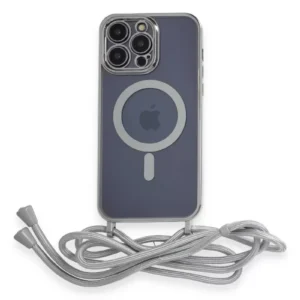 Newface İphone 12 Pro Max Kılıf Divo Lazer Askılı Magsafe Kapak - Gümüş