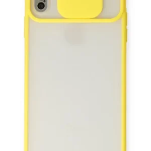 Newface İphone X Kılıf Palm Buzlu Kamera Sürgülü Silikon - Sarı