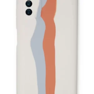 Newface Samsung Galaxy A03s Kılıf Ebruli Lansman Silikon - Beyaz-turuncu