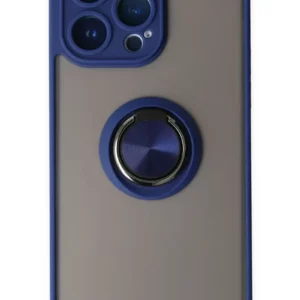 Newface İphone 14 Pro Kılıf Montreal Yüzüklü Silikon Kapak - Lacivert