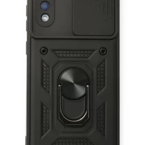 Newface Samsung Galaxy A02 Kılıf Pars Lens Yüzüklü Silikon - Siyah