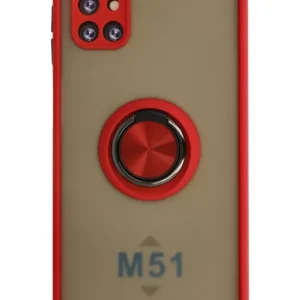 Newface Samsung Galaxy M51 Kılıf Montreal Yüzüklü Silikon Kapak - Kırmızı