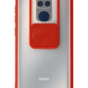 Newface Xiaomi Redmi Note 9 Kılıf Palm Buzlu Kamera Sürgülü Silikon - Kırmızı