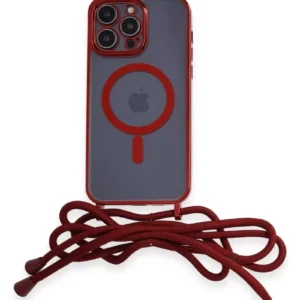 Newface İphone 13 Pro Kılıf Divo Lazer Askılı Magsafe Kapak - Kırmızı