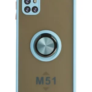Newface Samsung Galaxy M51 Kılıf Montreal Yüzüklü Silikon Kapak - Buz Mavi