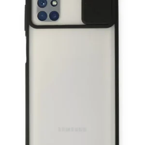 Newface Samsung Galaxy M51 Kılıf Palm Buzlu Kamera Sürgülü Silikon - Siyah