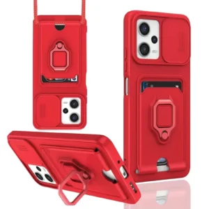 Newface Xiaomi Poco X5 5g Kılıf Zuma Kartvizitli Yüzüklü Silikon - Kırmızı