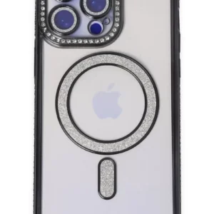 Newface İphone 14 Pro Kılıf Joke Simli Magneticsafe Kılıf - Siyah