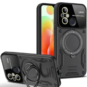 Newface Xiaomi Redmi 12c Kılıf Joy Lens Standlı Kapak - Siyah