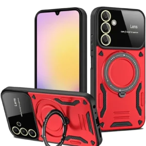 Newface Samsung Galaxy A55 5g Kılıf Joy Lens Standlı Kapak - Kırmızı