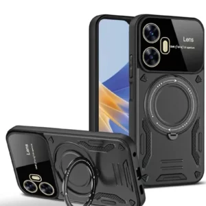 Newface Realme C55 Kılıf Joy Lens Standlı Kapak - Siyah