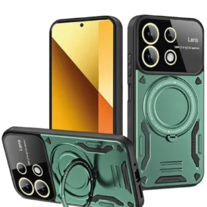 Newface Xiaomi Redmi Note 13 4g Kılıf Joy Lens Standlı Kapak - Koyu Yeşil