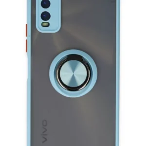 Newface Vivo Y11s Kılıf Montreal Yüzüklü Silikon Kapak - Buz Mavi