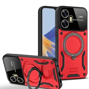 Newface Realme C55 Kılıf Joy Lens Standlı Kapak - Kırmızı