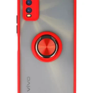 Newface Vivo Y11s Kılıf Montreal Yüzüklü Silikon Kapak - Kırmızı