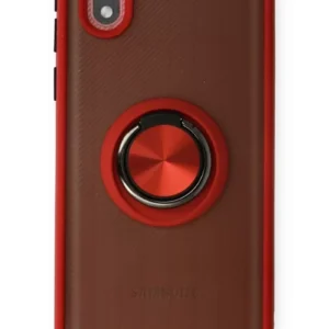 Newface Samsung Galaxy A01 Core Kılıf Montreal Yüzüklü Silikon Kapak - Kırmızı