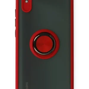 Newface Xiaomi Redmi 9a Kılıf Montreal Yüzüklü Silikon Kapak - Kırmızı