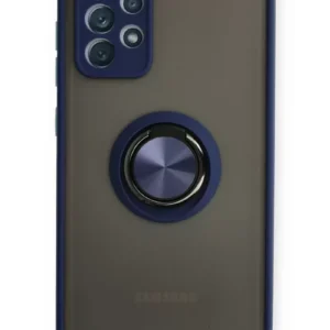 Newface Samsung Galaxy A72 Kılıf Montreal Yüzüklü Silikon Kapak - Lacivert