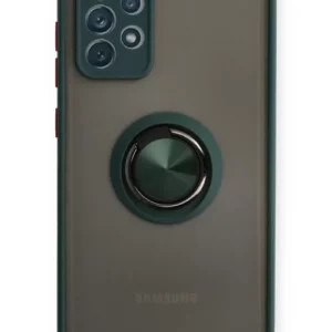 Newface Samsung Galaxy A72 Kılıf Montreal Yüzüklü Silikon Kapak - Yeşil