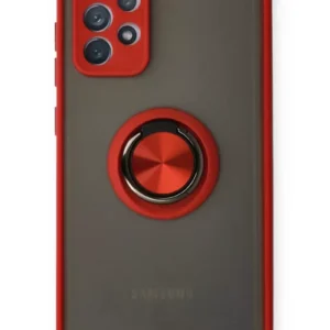 Newface Samsung Galaxy A72 Kılıf Montreal Yüzüklü Silikon Kapak - Kırmızı