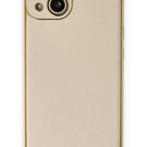 Newface İphone 14 Plus Kılıf Coco Deri Silikon Kapak - Gold
