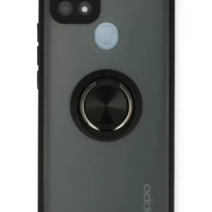 Newface Oppo A15 Kılıf Montreal Yüzüklü Silikon Kapak - Siyah