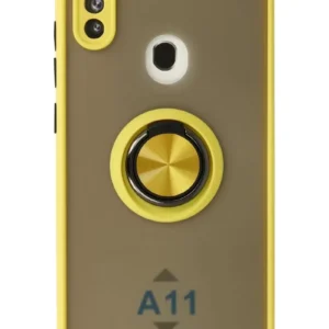 Newface Samsung Galaxy A11 Kılıf Montreal Yüzüklü Silikon Kapak - Sarı