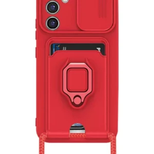 Newface Samsung Galaxy A25 5g Kılıf Zuma Kartvizitli Yüzüklü Silikon - Kırmızı