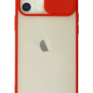 Newface İphone 12 Kılıf Palm Buzlu Kamera Sürgülü Silikon - Kırmızı